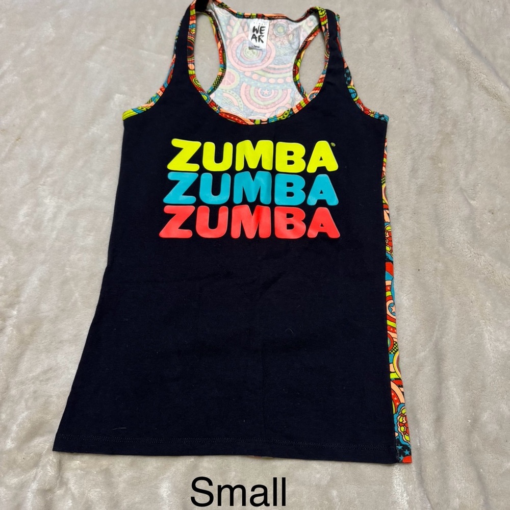 Zumba Fitness Black Tank Top with Colorful Accents